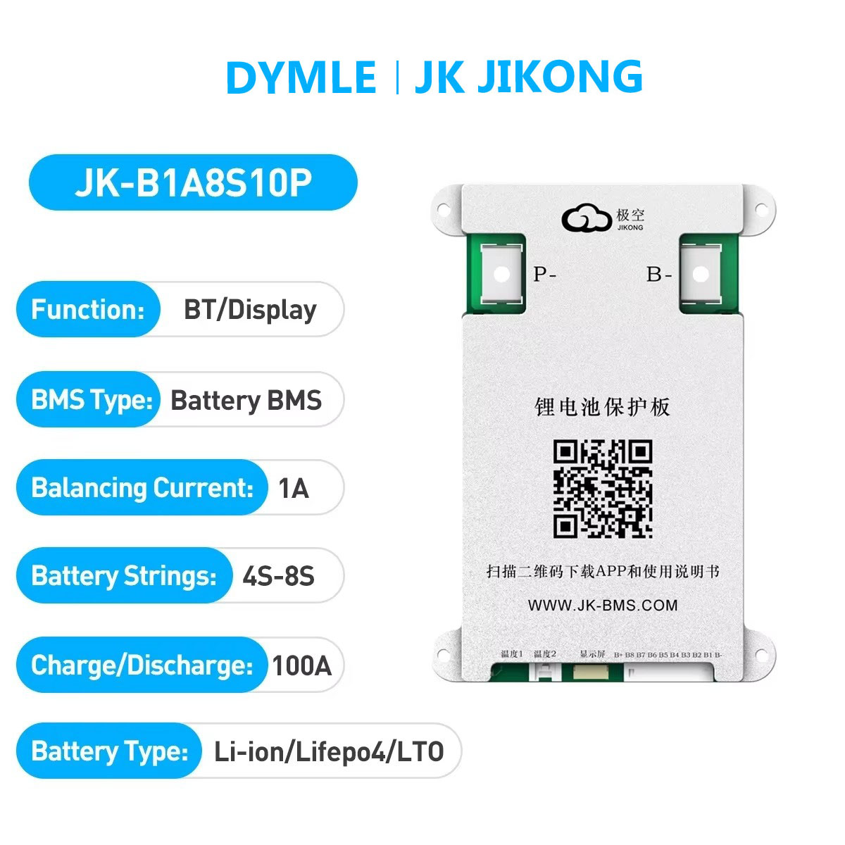 Lithium Battery 12V - JK JIKONG B1A8S10P Akıllı Aktif BMS
